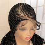 Full Lace Braided Wig with Curly Ends Synthetic Cornrow Braids Wig for Black Women Lace Frontal Afro Knotless Braiding Wigs