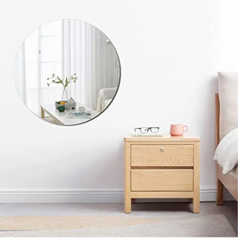 Mirror Wall Sticker Round Oval Acrylic Wall Sticker Self-adhesive Acrylic Tiles Sticker for Bathroom DIY 3D Wall Decal