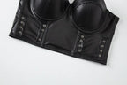 Stylish Wowen PU Leather Corset Imitation Leather Festival Clothing Bustier Lady Cropped Top Girls Punk Rock Club Party Camis