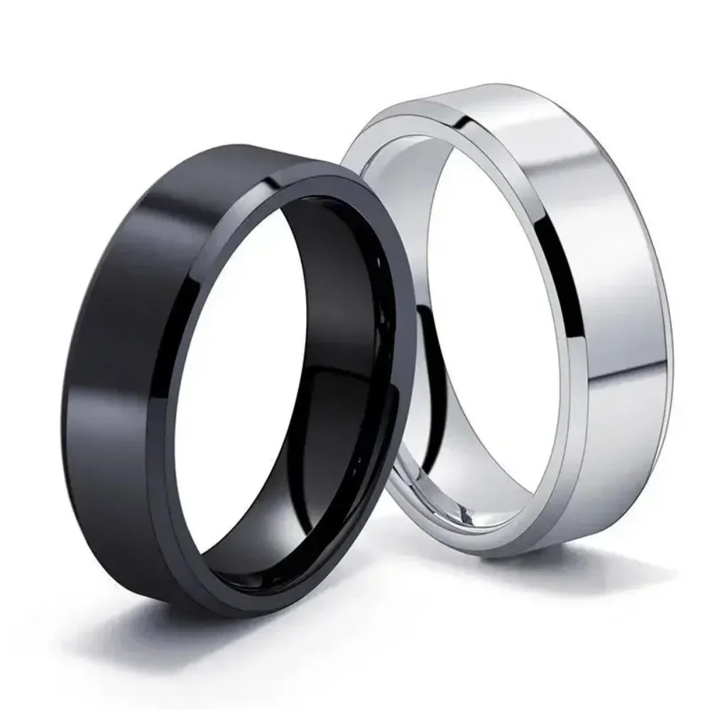 Fashion Charm Jewelry Ring for Men Women Stainless Steel Black Rings Wedding Engagement High Quality Matte Male Accessory Secondary image