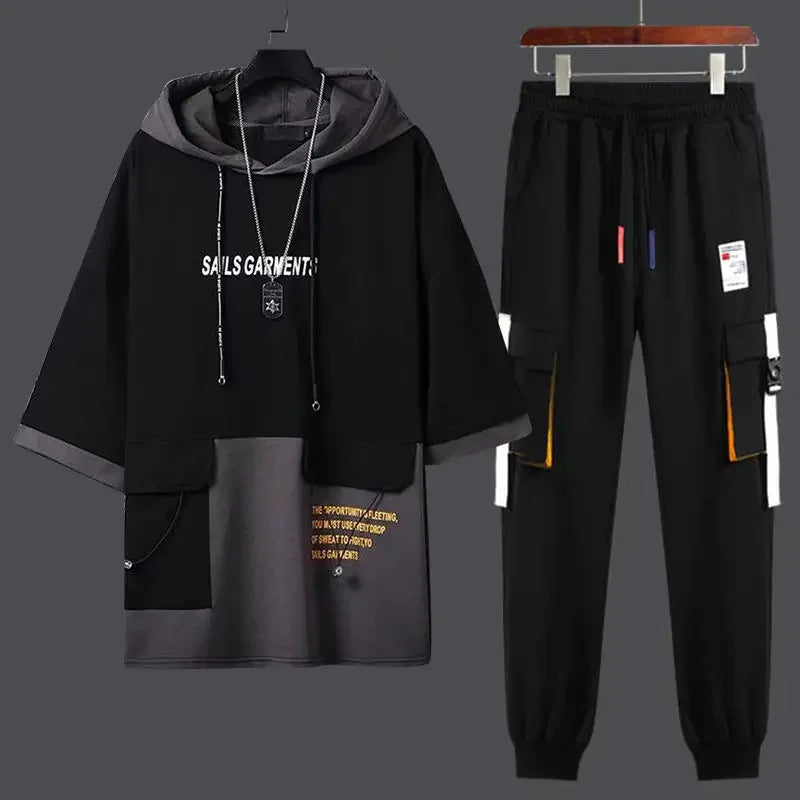Pants Sets Print Sports Suits Jogging Clothes for Men Hoodie Tracksuit Alphabet Male T Shirt Sweatpants Top Basic Regular Fit S