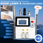 2IN1 Picosecond 808nm Diode Laser Hair Removal Machine Alexandrit 5000W Permanent Painless Tattoo Cooling Body Removal Equipment