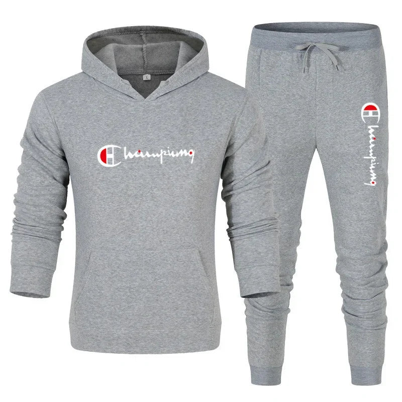 2026 Men's Tracksuit Hooded Sweatshirt+Sweatpants 2 Pcs Sets Sports Suit Casual Jogger Sportswear 2 Piece Male Streetwear Sets