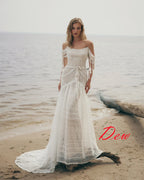 Customized Formal Sexy Temperament Dreamy Romantic Wedding Dress 	 White Lace Wedding Party  Trumpet Sleeveless  Dresses