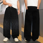 Spring/Summer Rhinestone Straight Leg Jeans Retro Loose Fit Slimming Pants Casual Korean Style Long Pants