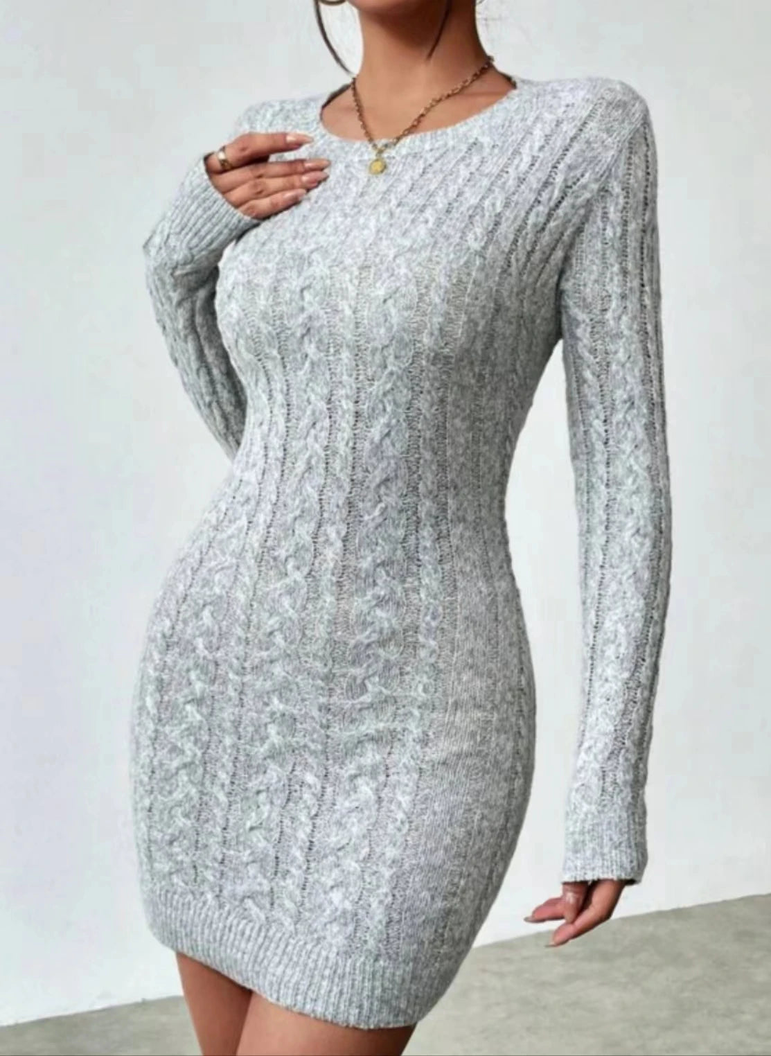 Spice Girl niche temperament slim knit crew neck dress Women's new autumn and winter slim base with short skirt