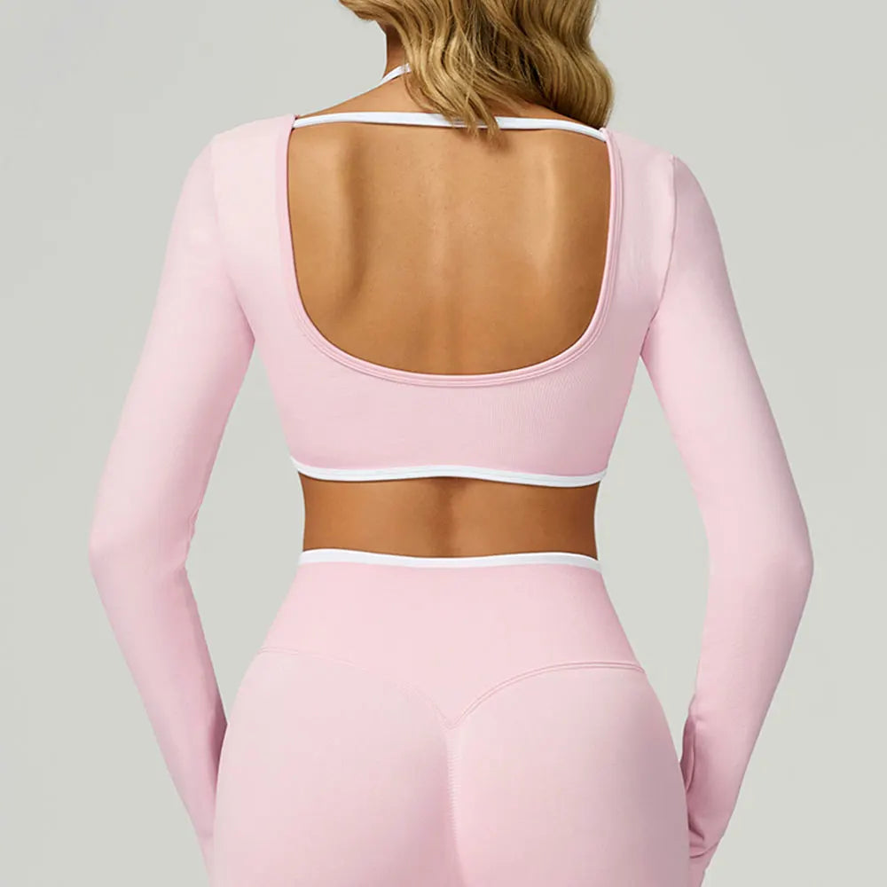 Seamless Yoga Long Sleeved Quick Dry T-Shirt Women Gym Top Women Fitness Sports Crop Top Ribbed Female Long Sleeve Yoga Clothing Main image
