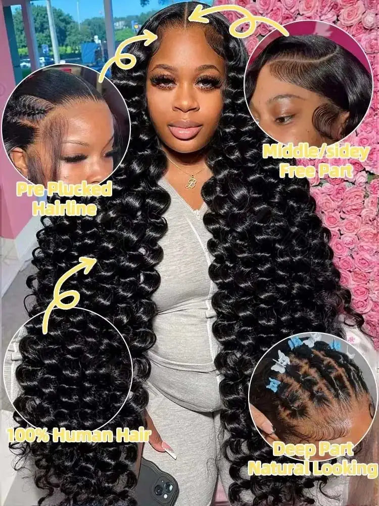 40 42 Inch Loose Deep Wave Frontal Wigs 250% 13x4 13x6 HD Lace Frontal Wigs For Women Remy Loose Deep Curly Human Hair Wigs Secondary image