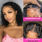 Deep Wave Bob 100% Human Hair Wigs Pre Plucked 13x4 Lace Front Wigs Water Wave Human Hair Curly 4x4 Lace Closure Wigs Burmese Human Hair For Black Women 240% Density 16 Inch