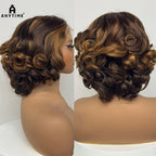 250% Density  5x5 Lace Closure Wig Short Loose Bouncy  Wig 100% Human Hair Loose Bouncy Human Hair Wig For Black Women