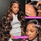 1B/30 Highlight Wig Body Wave Human Hair 13x6 Lace Front Wig Pre Plucked Pre Cut Lace 5x5 Glueless Wigs Human Hair 220% Density