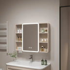 ‌Smart Corner Round Space Aluminum Mirror Cabinet, Wall Mounted Bathroom Storage with Shelves,Medicine Cabinet  Vanity Organizer