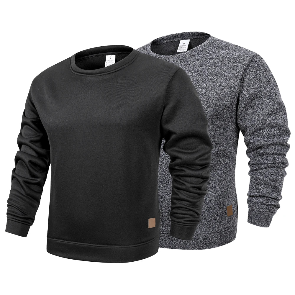 New Mens Round Neck Sweatshirt Solid Color Loose Casual Pullover Men Fashion Warm Long Sleeve Hoodies Men Clothing Main image