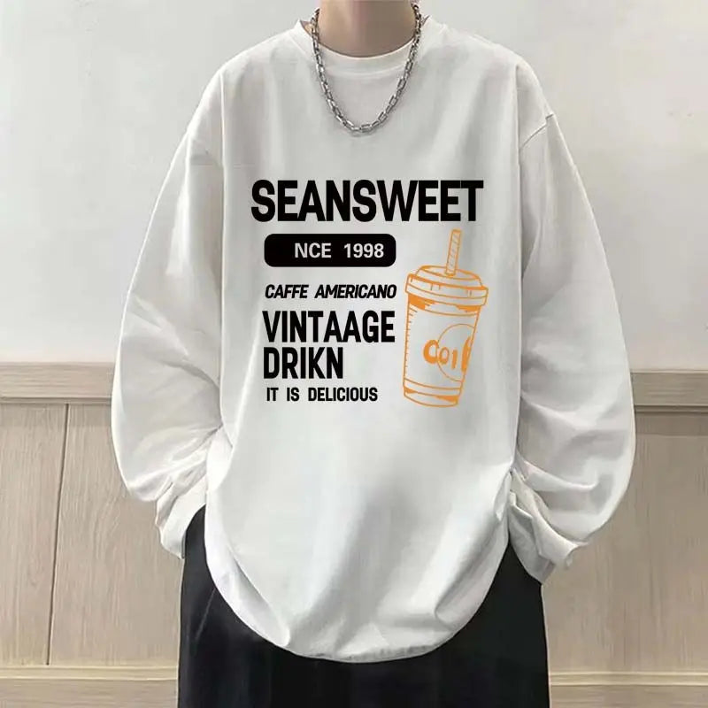 High Street Printing Plus Size Youth Tops Men's Spring Autumn New Trend Long Sleeve Fashion T Shirts Casual Korean Men Clothing Secondary image