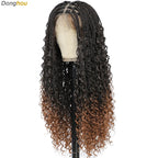 Donghou 24Inch Lace Front Boho Braided Wigs for Women Knotless Braid Wig Natural Hairline Box Braid wigs Premium Lightweight Wig