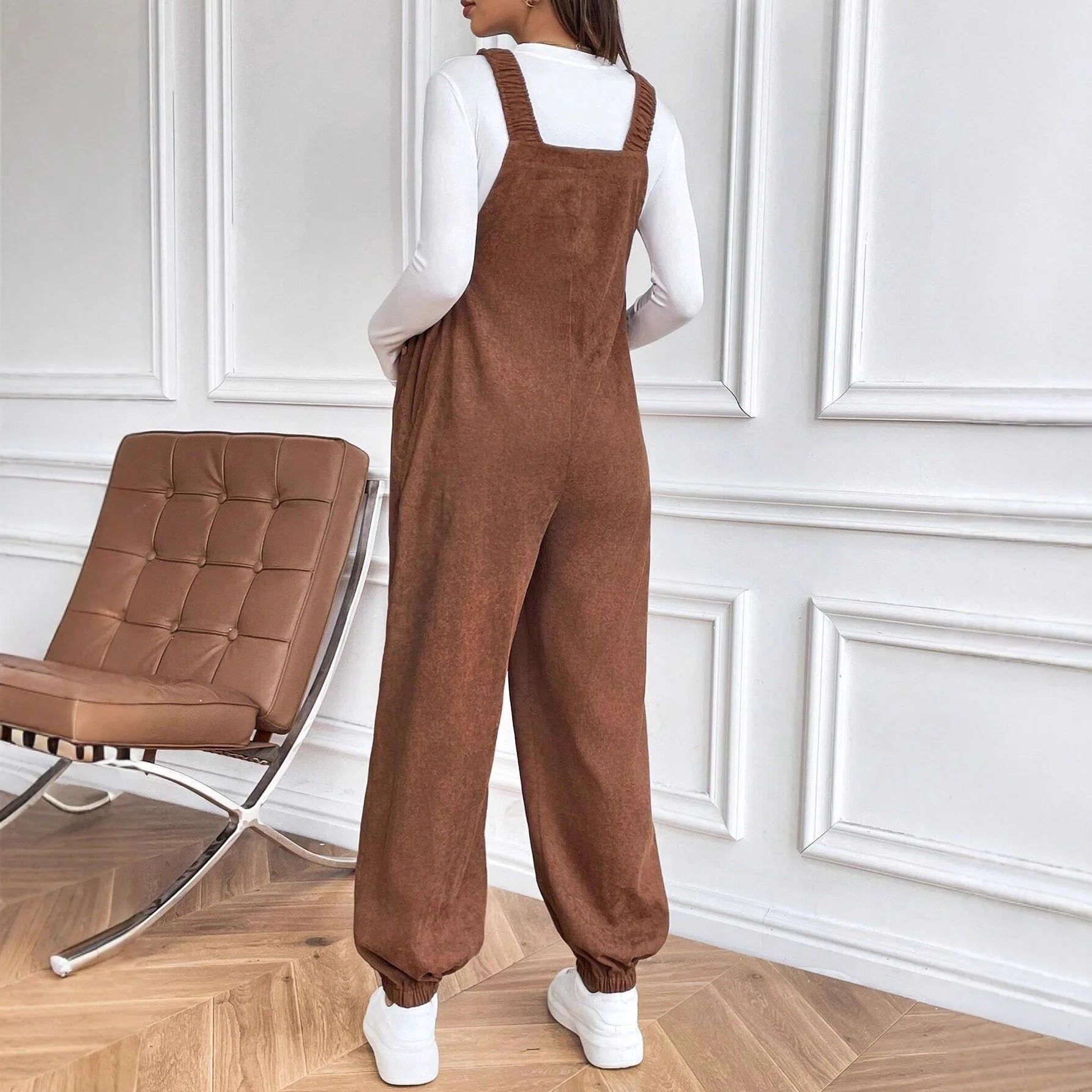Maternity Clothes for Pregnant Women Pregnancy Clothing 2025 Autumn Winter Adjustable Waist Fashionable Loose Corduroy Overalls Secondary image