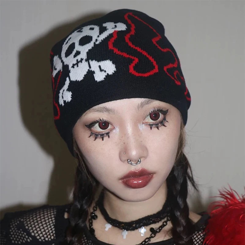 Personal Punk Skull Demon Knitted Hats Autumn and Winter Unisex Dark Series Warm Street Versatile Niche Fashion Hip Hop Beanies Secondary image
