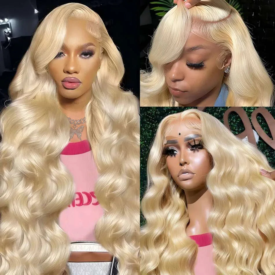 613 Hd Lace Frontal Wig 13x6 Body Wave Human Hair Wigs Brazilian 220 Density Pre Plucked Blonde transparent Lace Front Wig 30 In Main image