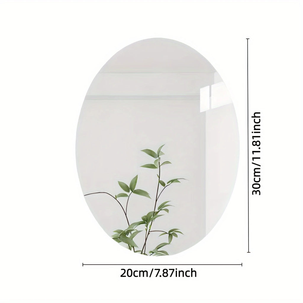 2D Acrylic Oval Self-Adhesive Mirror Irregular Punch-Free for Bathroom Toilet Wash Basin Living Room Bedroom Soft Wall Mirror