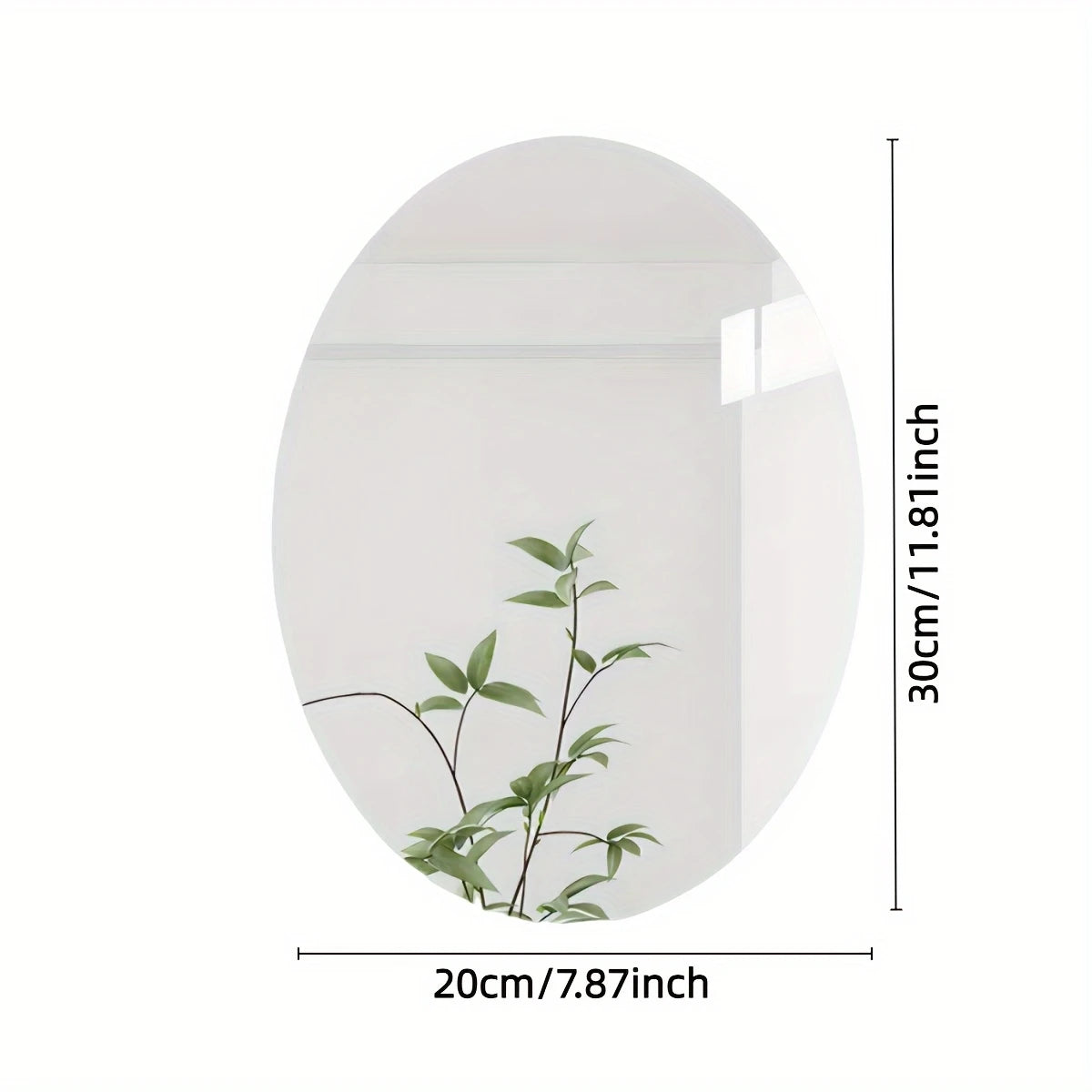 2D Acrylic Oval Self-Adhesive Mirror Irregular Punch-Free for Bathroom Toilet Wash Basin Living Room Bedroom Soft Wall Mirror