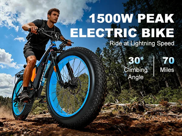 EOEOTWO Electric Bike,1500W Peak Ebikes for Adults, 26'' Fat Tire Best Ebike for Men, 70 Miles with 960Wh Battery, 25-30MPH Max Speed Bicycles, 330LB Capacity