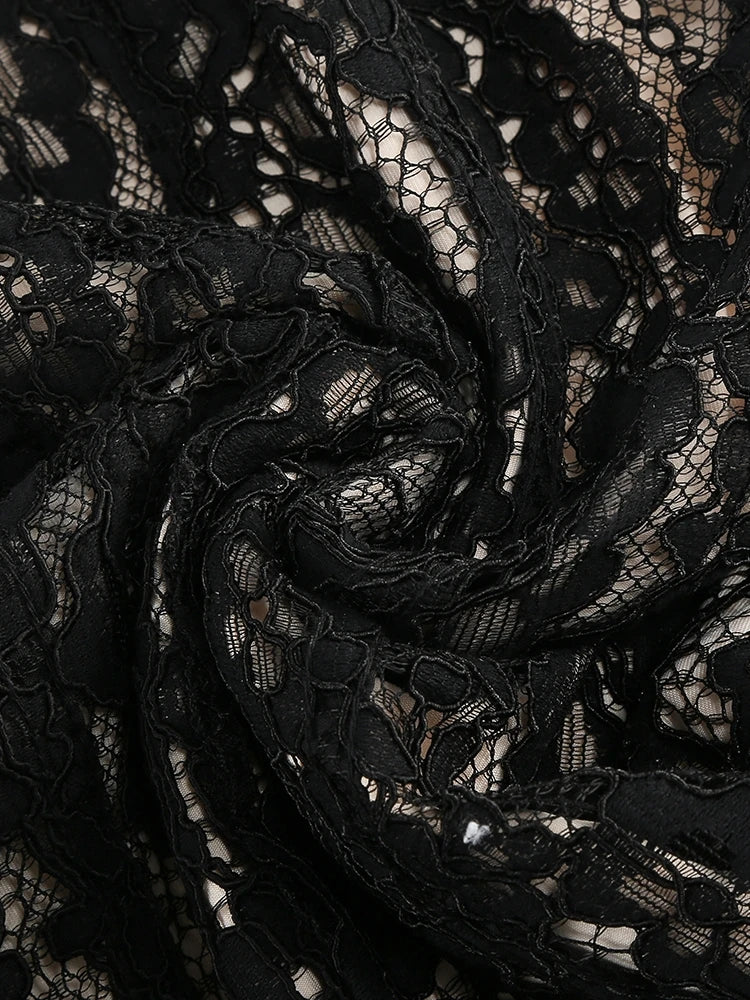 Sexy Spaghetti Strap V Neck Lace Long Dress Women Black Floral Lace Sleeveless Bodycon Dresses Elegant Evening Celebrity Party