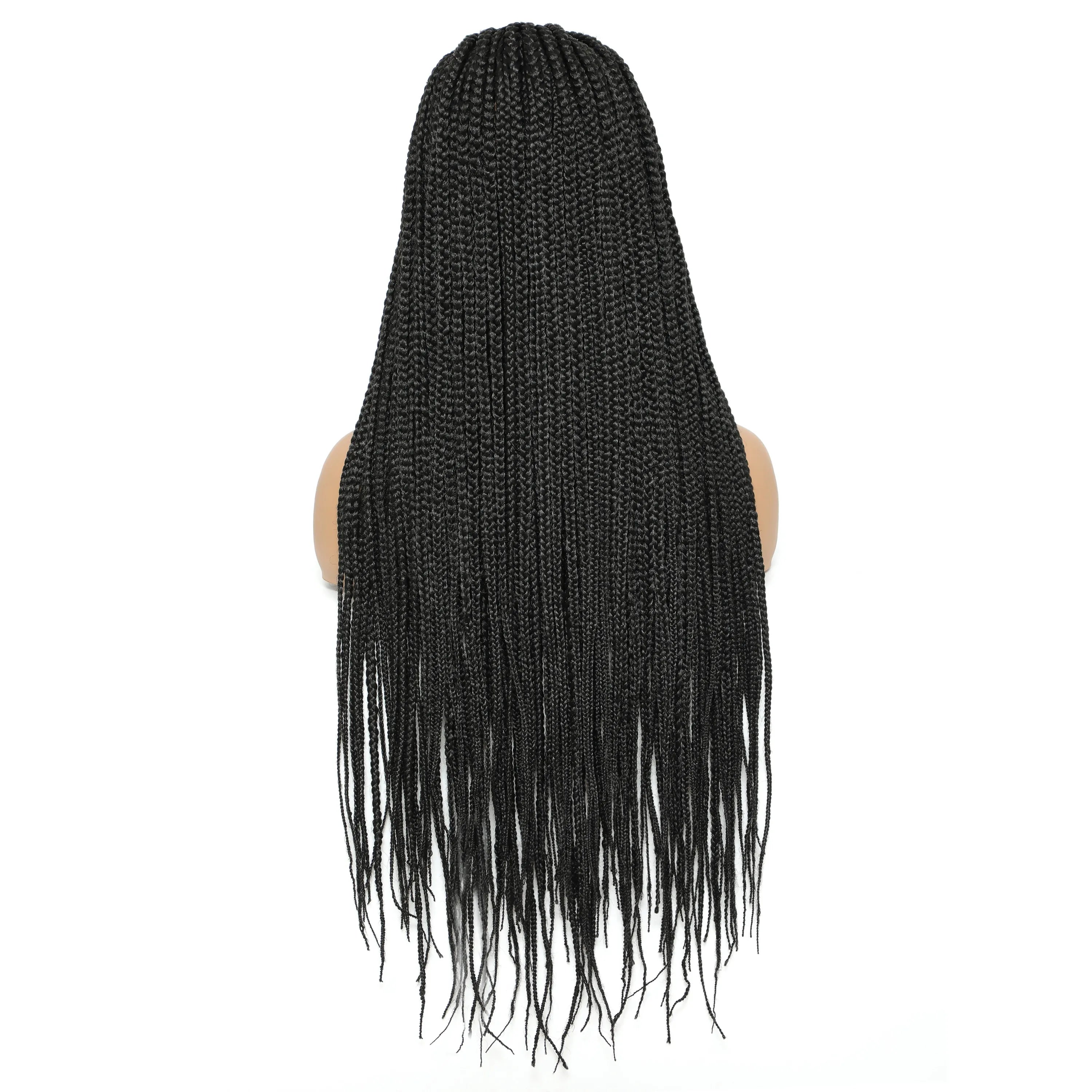 Long Box Braided 4x4 Lace Wigs With Baby Hair Twist Braids Lace Closure Wigs For Black Women Synthetic Cosplay Wig 30 Inch Secondary image