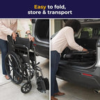 NEW PRODUCT.SSP118FA-SF Silver Sport 1 Folding Transport Wheelchair with Full Arms and Removable Swing-Away Footrest, Black