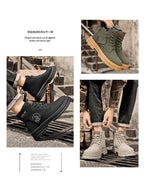 Classic Men High Top Boots High Quality Yellow Leather Boots Fashion Outdoor Sneakers Men Lace Up Non-Slip Ankle Boots for Men