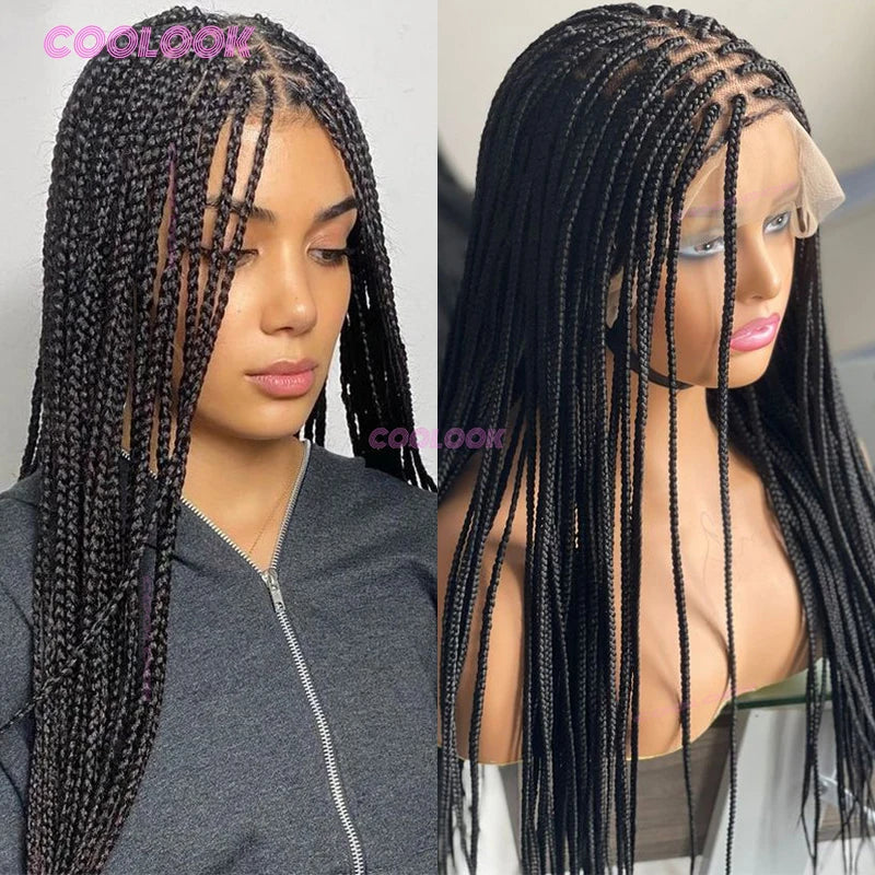 36" Cornrow Braids Lace Wigs Synthetic Full Lace Braided Wigs For Women Knotless Box Braid Wig Braid African Braided Wigs