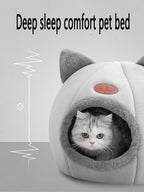 Cat Head Shape Cute And Comfortable Warm Cat House Safe Sleep Cave Non-Slip Semi-Closed Design Four Seasons Universal Cat Nest