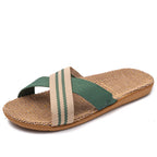 36-45  Flat Sandals Beach Slippers Summer Home Linen Lightweight Eva Non-Slip Slides For Men Women Indoor Outdoor Flip Flops