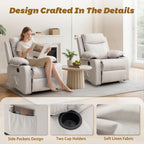 Korser Small Recliners for Small Spaces, Reclining Manual Chair with Cup Holders and Side Pockets  for Living Room, Bedroom