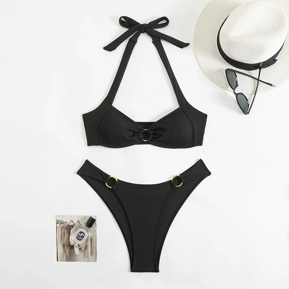 Sexy Women's Swimsuit 2026 Summer Bikini Two-piece Swimwear for Woman Beachwear Halter Bikinis Sets Swimming Beach Bathing Suits
