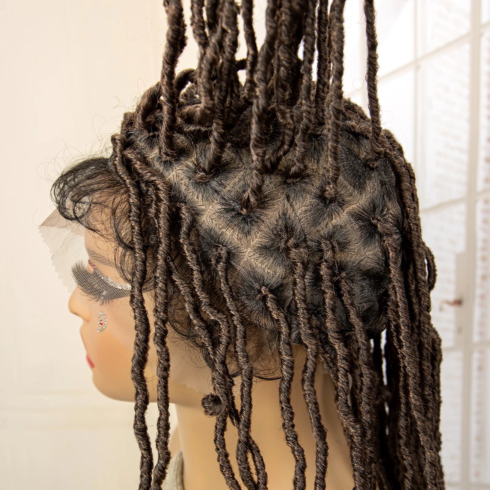 Synthetic Full Lace Locs Braided Wigs for Black Women 24 inches Knotless Box Dreadlock Braids Wig Lace Frontal Braiding Wig