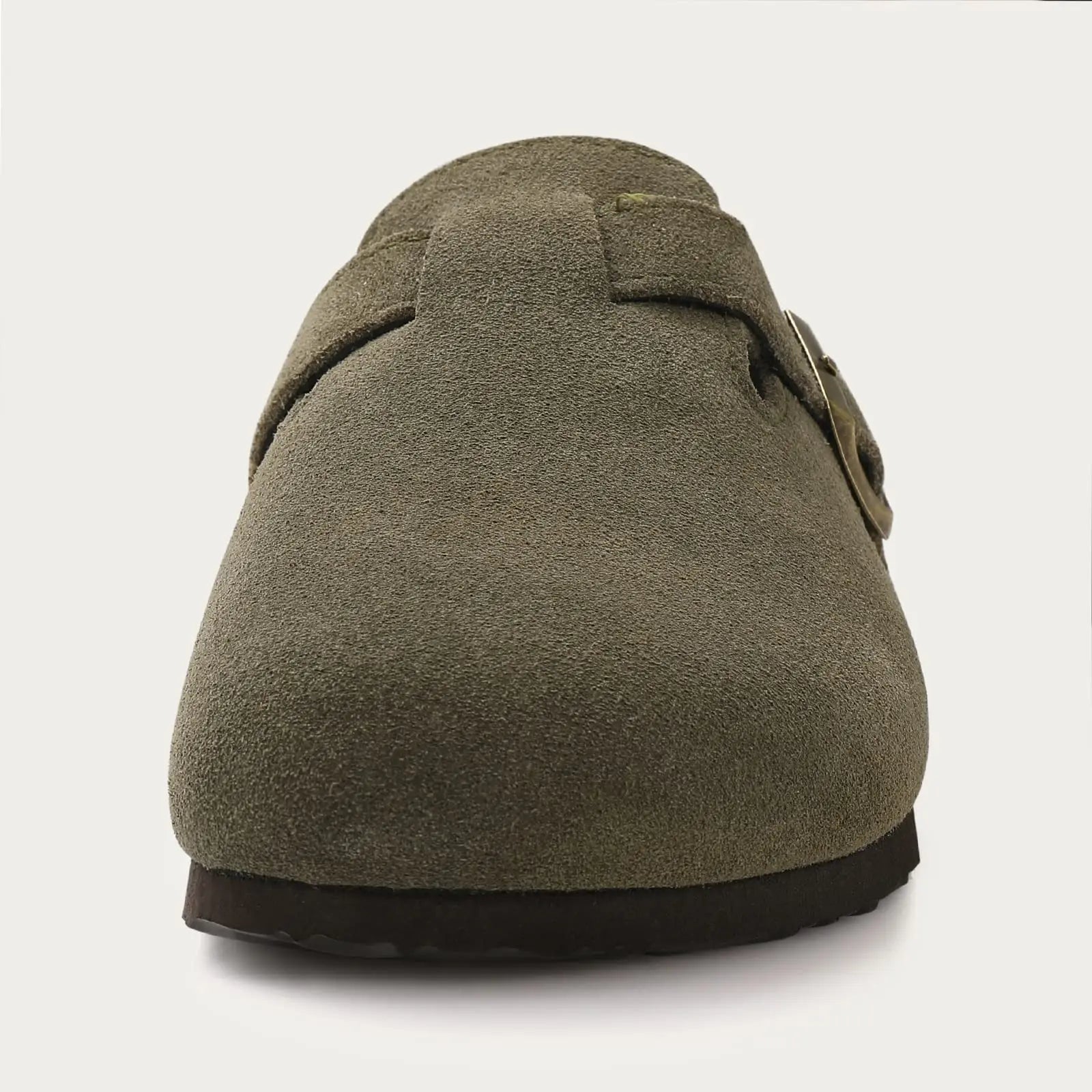 Kidmi Men's Suede Clogs Cork Footbed Clogs for Women Soft Leather Adjustable Buckle Slip-on Potato Shoes Sandals Beach Slippers