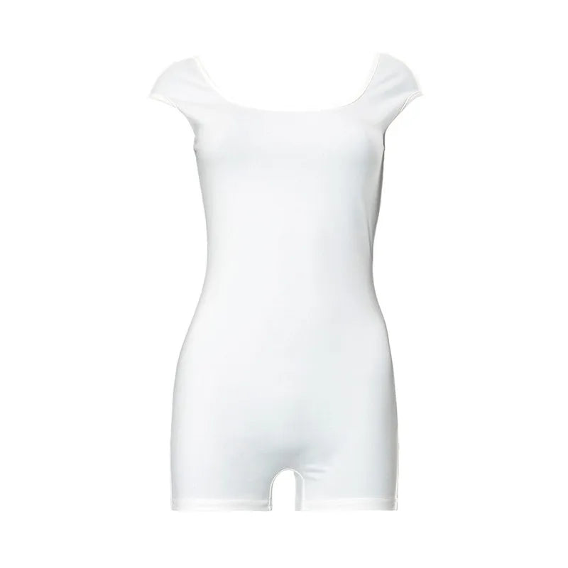 Backless Playsuit Women Jumpsuit Short Sleeve Bodysuit Slim Fit Monos Mujer Elegante Short One-pieces Sexy Romper Y2k Clothes