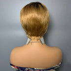 Short Pixie Cut Human Hair Wigs Brazilian Human Hair Wigs Full Machine Made Short Straight Wigs For Women T2/27B# None Lace Wigs