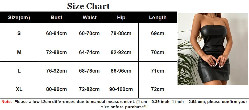 New 2026 Women Spring Summer Sexy Party Strapless Pu Leather Mini Dress For Women Sexy Streetwear Party Club Y2K Clothing