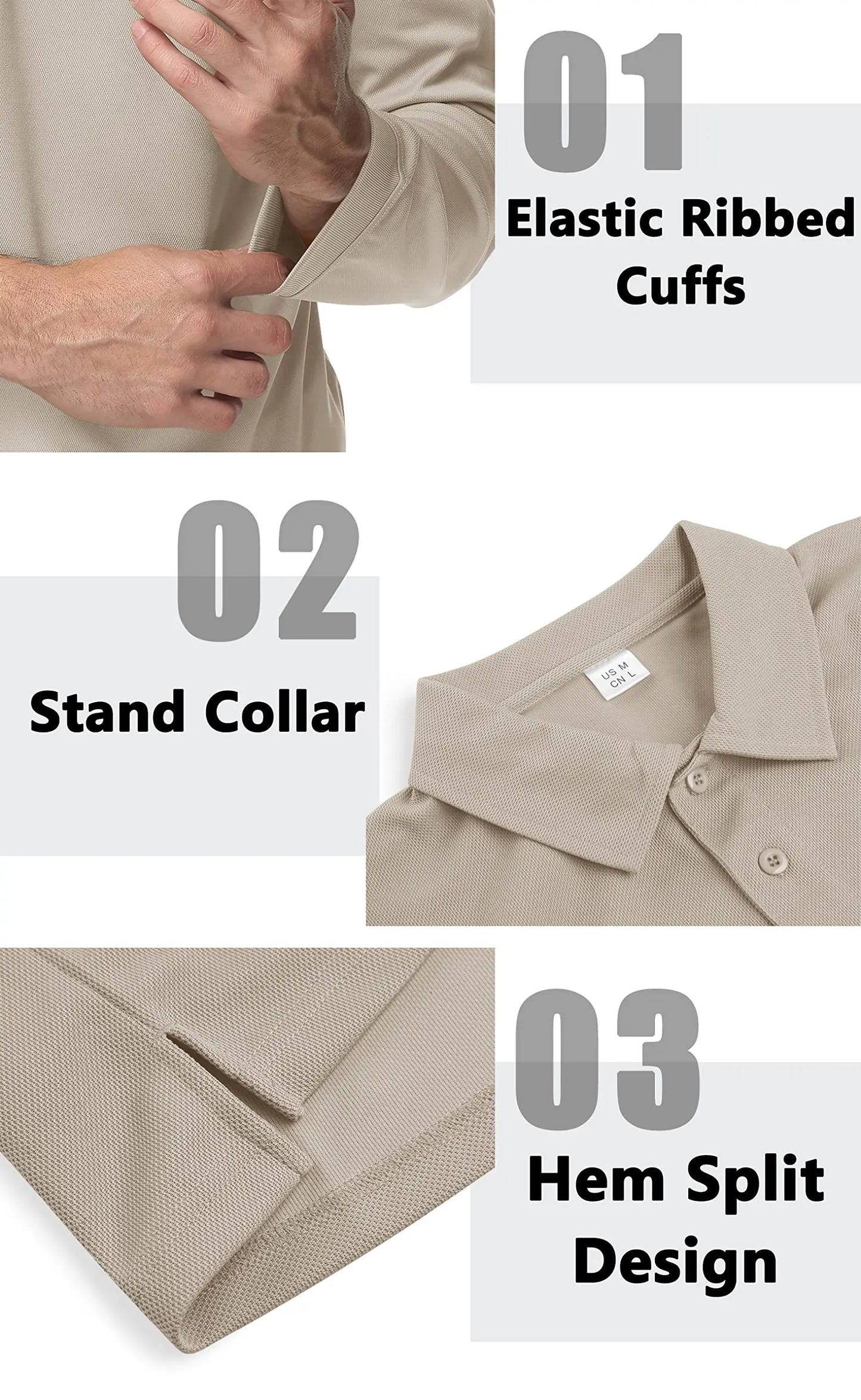 TACVASEN Men Outdoor T-shirts Work Polos Summer Quick Dry T-shirts Long Sleeve Lightweight Golf T-shirts Tee Tops