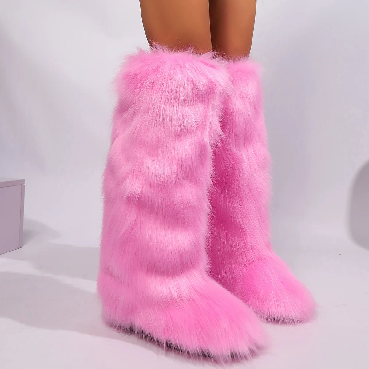Winter New High Boots Over The Knee Snow Boots Women Plus Velvet Warm Imitation Fox Fur Boots Imitation Raccoon Fur Winter Boots