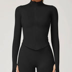 New Women Seamless Zipper Jacket Yoga Long Sleeved Gym Top Yoga Push Up Jacket Fitness Running Workout Sport Coat Women's Shirts