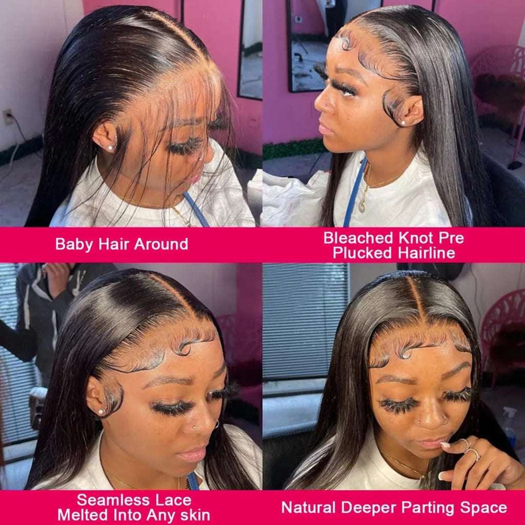 250 Density 40 44 Inch Bone Straight Hd Transparent 13x6 Lace Frontal Wig Brazilian 13x4 Hd Lace Front Human Hair Wigs For Women