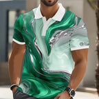 Summer Men's Marble graphics Golf Shirt Fashion Short Sleeved Polo Shirt Collared Shirt Casual Tops Outdoor Street Polo Shirts