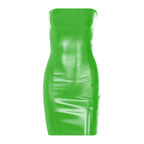 New 2026 Women Spring Summer Sexy Party Strapless Pu Leather Mini Dress For Women Sexy Streetwear Party Club Y2K Clothing