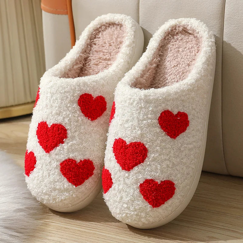 Christmas Elk Warm Cotton Slippers Women Winter Comfortable Home Slides Cute Furry Reindeer Warm Plush Sandals for Men Women