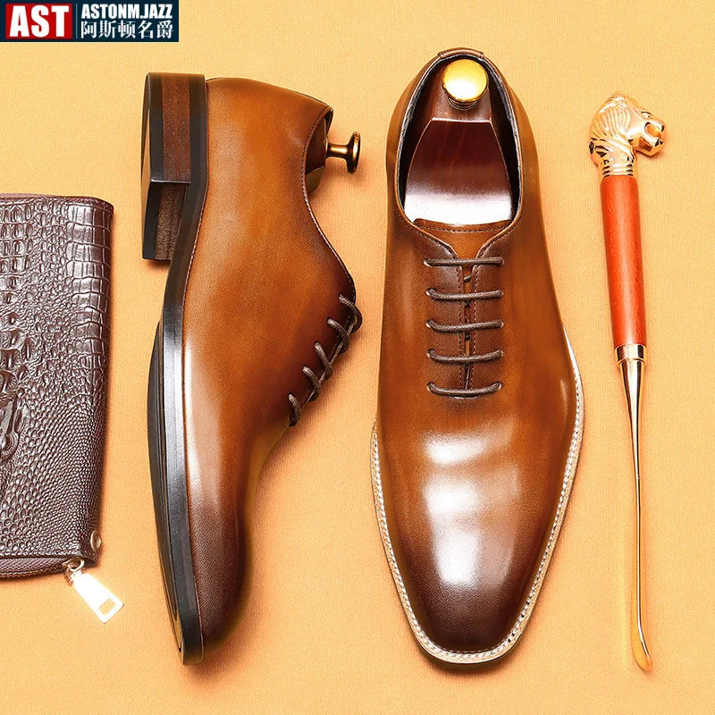 Italian Men's Formal Shoes Luxury Genuine Leather Handmade Quality Comfortable Elegant Black Wedding Social Oxfords Shoes Man Secondary image
