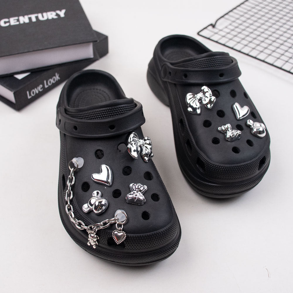 9PCS Summer Fashion Shoe Charms DIY Acrylic Butterfly Cartoon Bear Decoration Buckle for Clogs Shoe Charm Accessories
