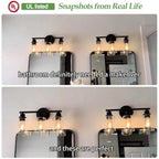 3-Light Bathroom Light Fixtures, 17.23" Black Modern Vanity Lights with Clear Glass Shade, Bathroom Wall Lamp for Mirror Kitche
