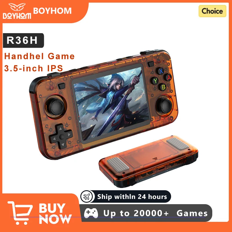 BOYHOM New R36H Handheld Game Console 3.5-inch IPS Screen Linux RK3326 Retro Video Games Player 3000 mAh 64G 10000+ Classic Game Main image